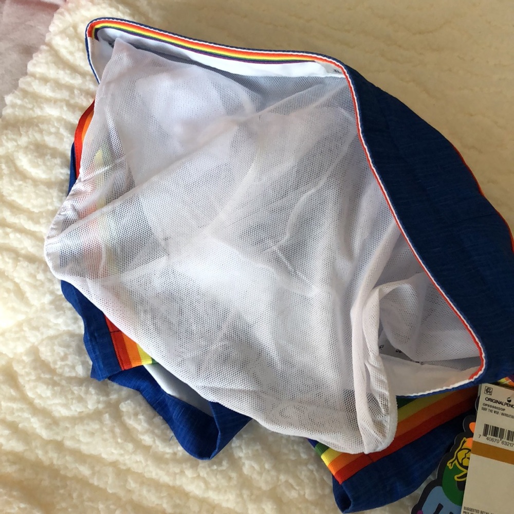 Original Penguin Blue Rainbow Pride Short Swim Trunks Bloomingdale’s Exclusive - Picture 9 of 15